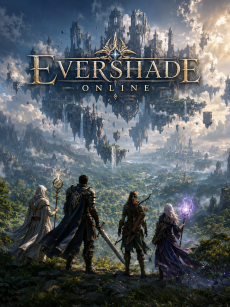 Cover art showing several adventurers standing at the edge of a vast forest beneath a floating ruined city