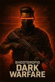 Cover artwork for ShooterofIO: Dark Warfare, depicting a soldier standing outside a burning research facility at night.