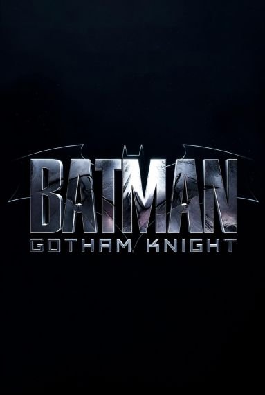 The Batman emblem is shown above the Gotham City skyline, with Bruce Wayne, Commissioner Gordon, Rachel Dawes, Harvey Dent, Roman Sionis, and Alfred Pennyworth arranged beneath it.